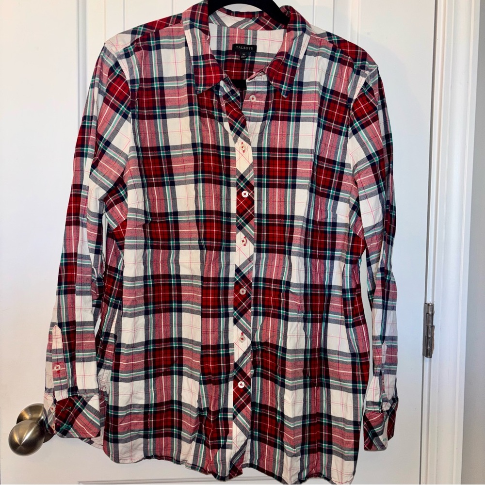 Talbots Vibrant Plaid Button-Up Shirt